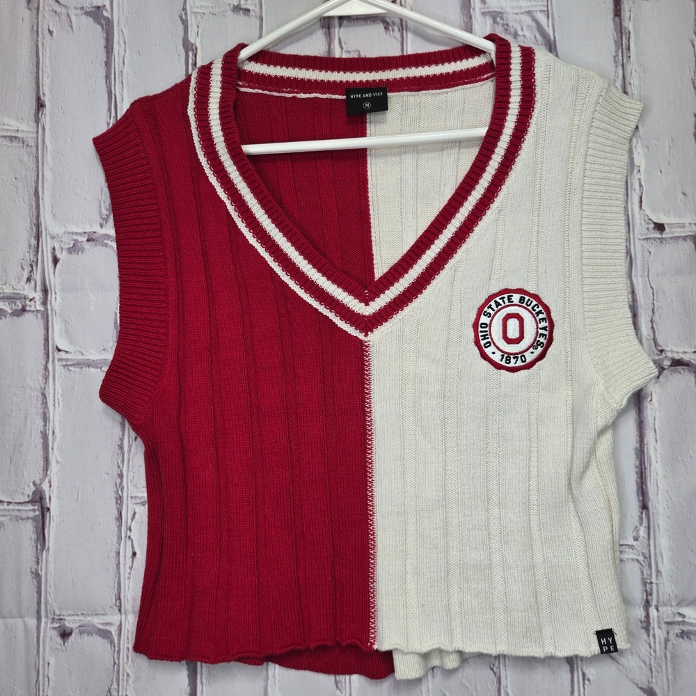 Hype & Vice Ohio State University Buckeyes‎ Color Block Sweater Vest Sz M Sports